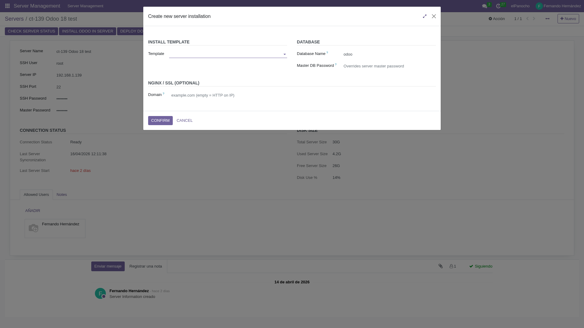 Wizard de instalación