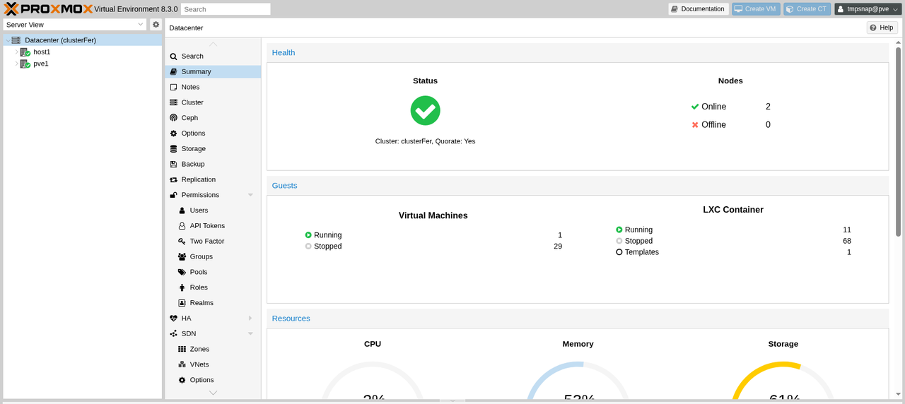 Datacenter clusterFer - Summary